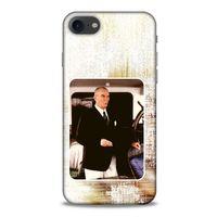 Apple Iphone 8 Kılıf Atatürk (24) Darbe Emici Kılıf Eskitilmiş Beyaz