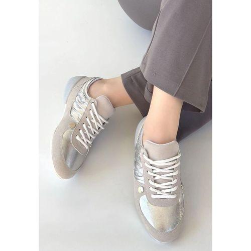 Jawen Gri Nubuk Gümüş Detaylı Spor Ayakkabı