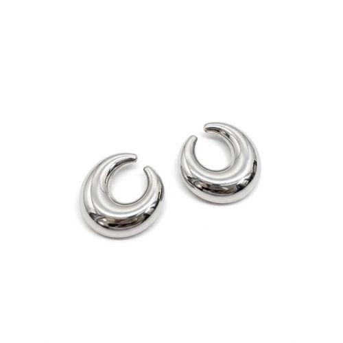 Metal Hilal Küpe - Gümüş