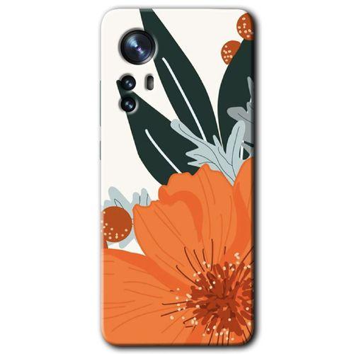 Xiaomi Mi 12 Pro Kılıf HD Desen Baskılı Arka Kapak + Temperli Cam - Portakal Çiçeği