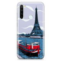 Xiaomi Redmi Note 8 Kılıf Eyfel Seine Nehri Arka Kapak Koruma Desenli Full Koruyucu