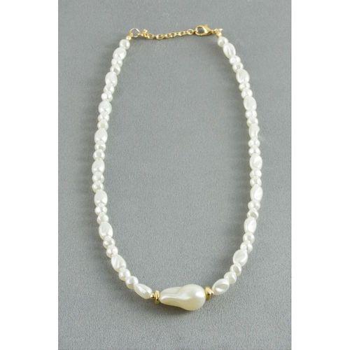 Oval Taşlı İnci  Kolye