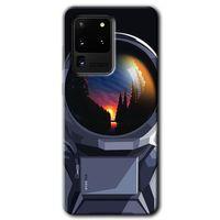 Galaxy S20 Ultra Kılıf HD Desen Baskılı Arka Kapak - Astronot + Kırılmaz Cam