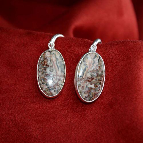 Akik Taşlı Gümüş Çerçeve Küpe