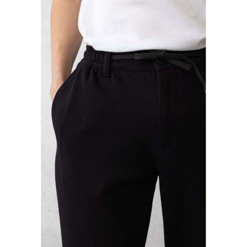 Akira Örme Pike Kumaş Beli Lastikli Fermuarlı Erkek Pantolon - Siyah