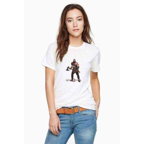 God Of War The Power Baskılı Beyaz Kadın Tshirt