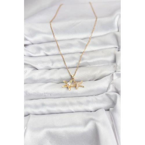 316L Çelik Zincir Gold Renk Deniz Yıldızı Model Zirkon Taşlı Kadın Kolye