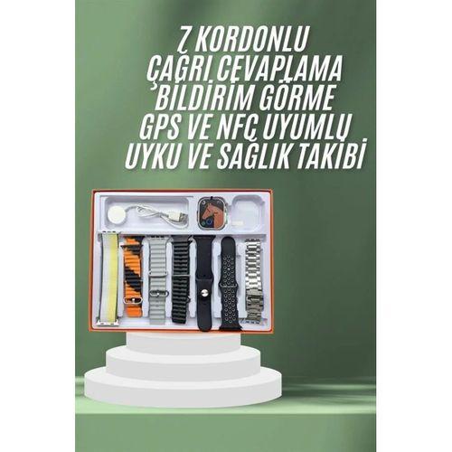 7 Kordonlu Akıllı Saat Plastik Kordon Hasır Kordon Çelik Kordon