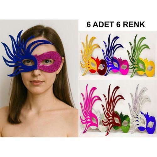 Rengarenk Kağıt Malzemeden İmal Parti Balo Maskesi 6 Adet