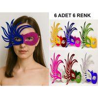 Rengarenk Kağıt Malzemeden İmal Parti Balo Maskesi 6 Adet