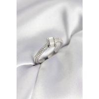 Zirkon Taşlı Sedefli Gümüş Renk Kadın Yüzük