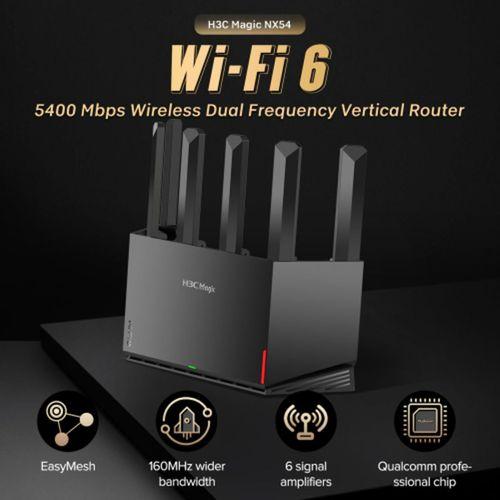 H3C Magic NX54, Dual Band, WiFi 6, 5400Mbps, 4Port GigaBit, 6ad Anten, Masaüstü, Router, Access Point