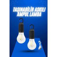 Askılı Kırılmaz Led Işık Kamp Bahçe Lambası Taşınabilir Led Ampul Şarjlı