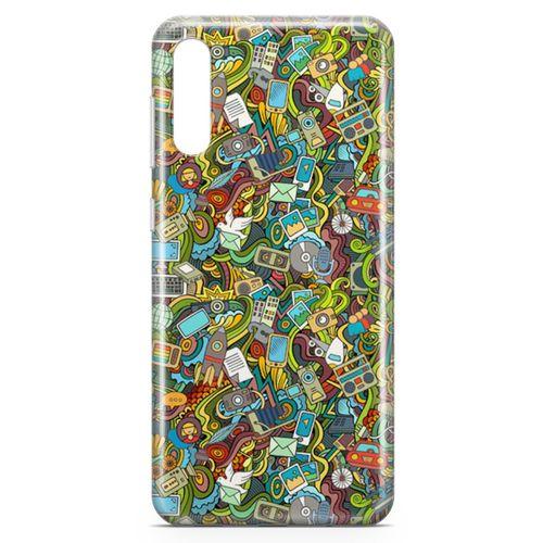 Samsung Galaxy A50 Kılıf Doodle Bilgisayar Cep Telefonu Arka Kapak Koruma Desenli Full Koruyucu
