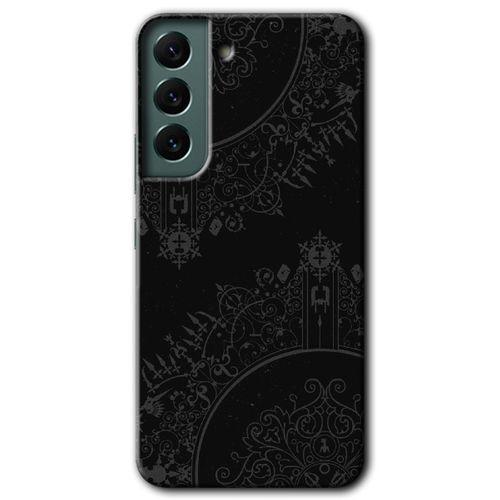 Potkal Hediye Fabrikası Samsung Galaxy S22 Plus HD Baskılı Kılıf + 9D Tam Ekran Koruyucu - Siyah Mandala