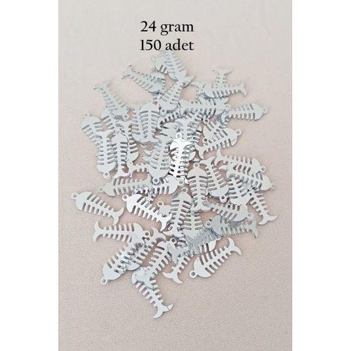 Oya Abiye Bileklik Kolye Pleksi Metalik Plastik Pul Gümüş Renk 24 gram 150 adet - BNC589