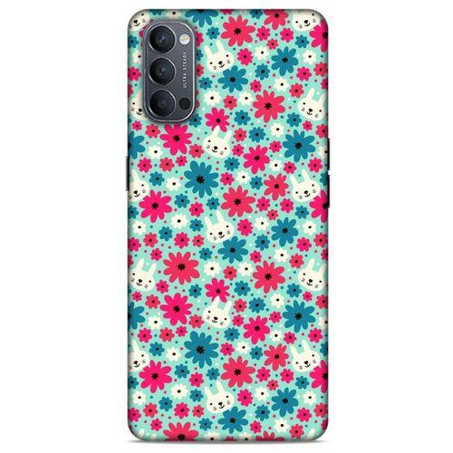 Lopard Oppo Reno 4 Uyumlu Kılıf Kediler (3) Kapak Çiçek ve Kedi