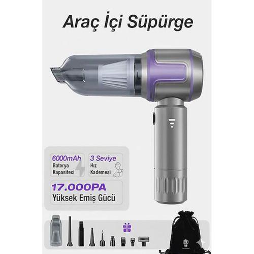 Kablosuz Taşınabilir Araç İçi El Süpürgesi 17000pa Güçlü Vakum 4’ü 1 Arada Çok Amaçlı Temizlik
