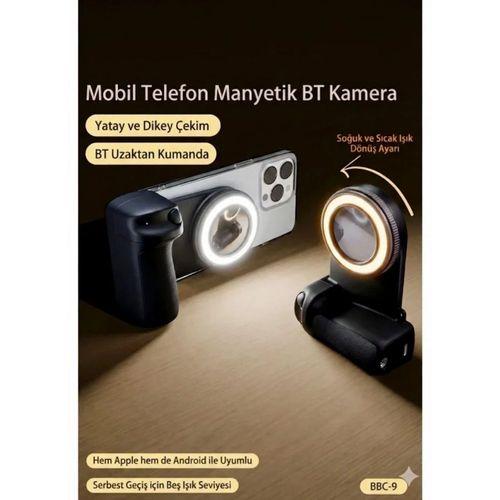 Bluetooth Manyetik Telefon Yapıştırma Kavrama Halka Dolgu Işığı İle Magsafe Selfie Klips