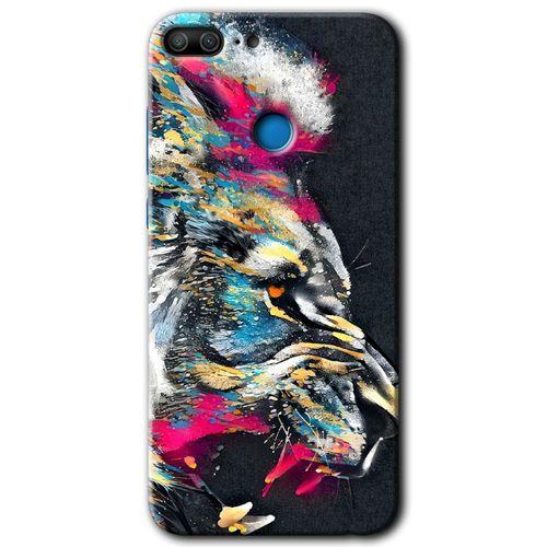 Potkal Hediye Fabrikası Honor 9 Lite HD Baskılı Kılıf + 9D Tam Ekran Koruyucu - Colorfull Aslan