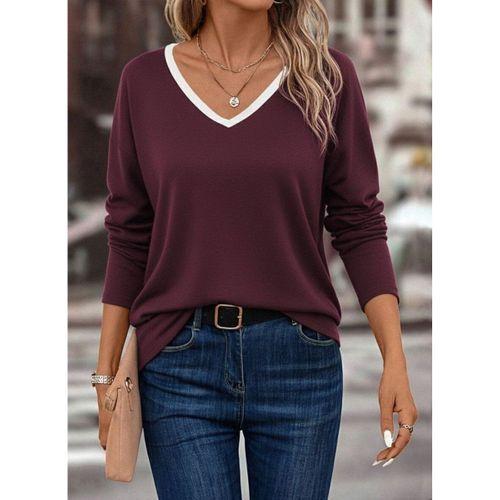 Kadın Uzun Kollu V Yakalı Viskon Iki Iplik Bluz
