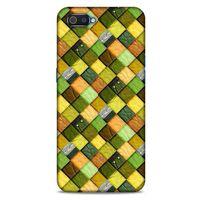 Oppo Realme C2 Kılıf Patchwork (49) Ultra Silikon Kılıf Sarı Yeşil