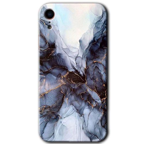 iPhone XR Kılıf HD Desen Baskılı Arka Kapak - Otantik Mermer + Kırılmaz Cam