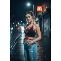 Kırmızı Kadın Kemer Halka Detaylı Vücut Kemer - Brf107