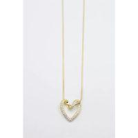 Taşlı Kalp Kolye - Altın