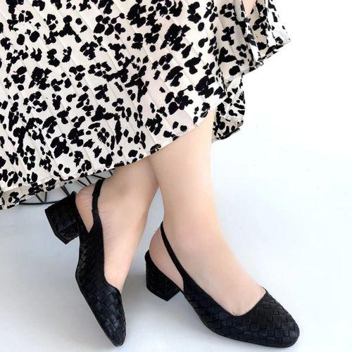 Dier Siyah Cilt Topuklu Ayakkabı