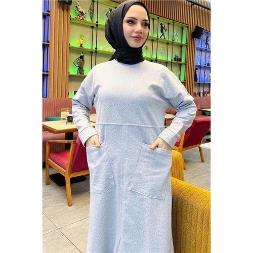 Önden İki Cepli Sade Basic Uzun Tunik Pantolon İkili Spor Takımı - 03067.008 - Gri