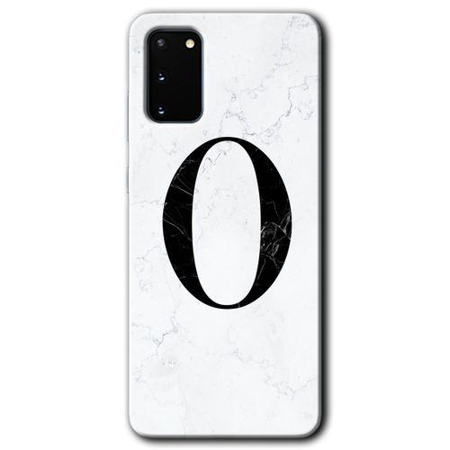 Samsung Galaxy S20 HD Baskılı Kılıf + 9D Tam Ekran Koruyucu - Beyaz Mermer Desenli O Harfi