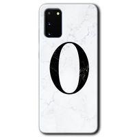 Samsung Galaxy S20 HD Baskılı Kılıf + 9D Tam Ekran Koruyucu - Beyaz Mermer Desenli O Harfi