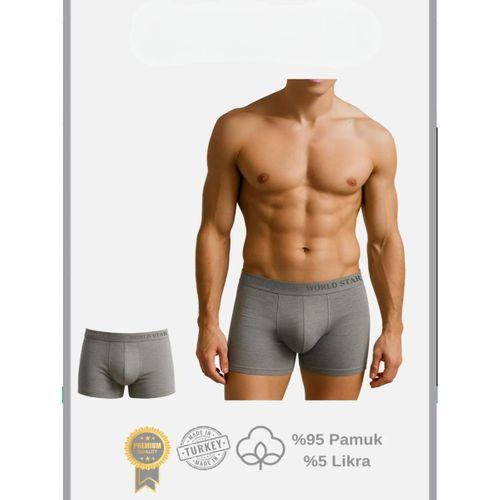 Pamuklu Düz Gri Renk Erkek Boxer
