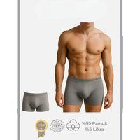 Pamuklu Düz Gri Renk Erkek Boxer