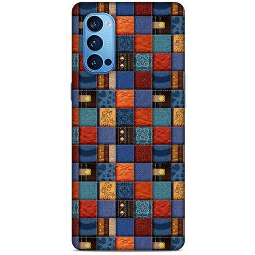 Oppo Reno 4 Pro Kılıf Patchwork (16) Kalın Kılıf Turuncu Mavi