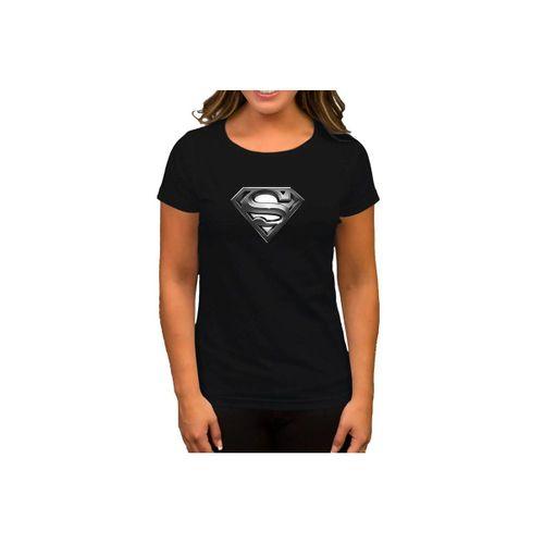 Superman Logo Siyah Kadın Tişört