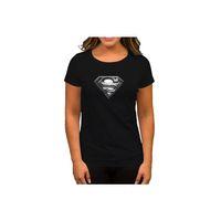 Superman Logo Siyah Kadın Tişört