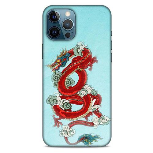 Apple iPhone 12 Pro Max Kılıf Dragons (22) Tam Koruma Kılıfı Ejderha Dövme Kırmızı