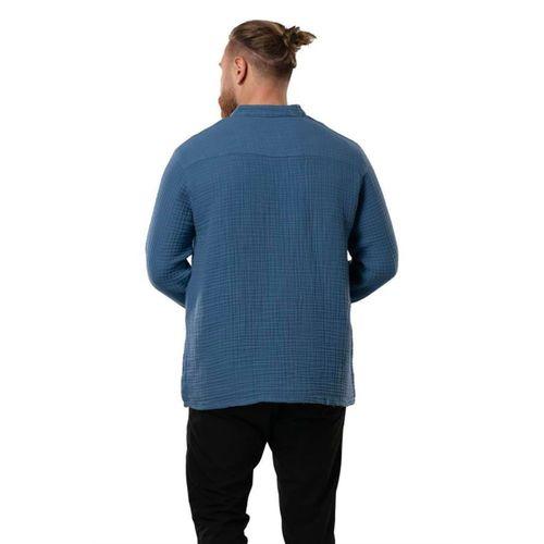 Uzun Kol Erkek Hakim Yaka Double Müslin Sonbahar ve Kışlık Sweatshirt İndigo indg