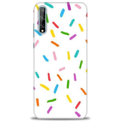 Huawei P Smart S Kılıf HD Baskılı Kılıf - Renkli Konfeti + Tam Ekran Koruyucu