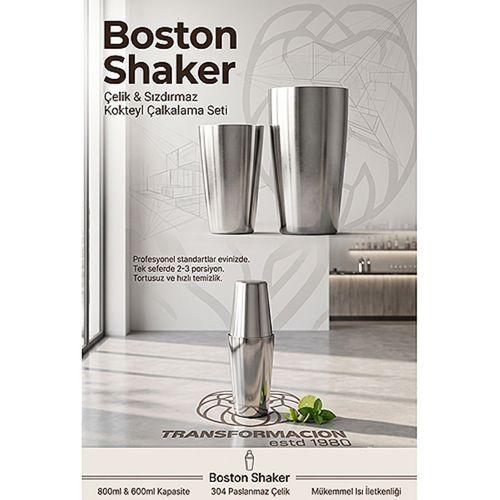 Boston Shaker 2 Parçalı 800ml & 600ml Sızdırmaz Kokteyl Çalkalama Seti - Profesyonel Paslanmaz Çelik 723399