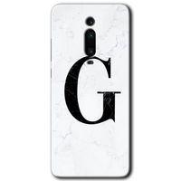 MRCİLETİSİM Xiaomi Mi 9T Kılıf HD Desen Baskılı Arka Kapak+Temperli Cam - Beyaz Mermer Desenli G Harfi