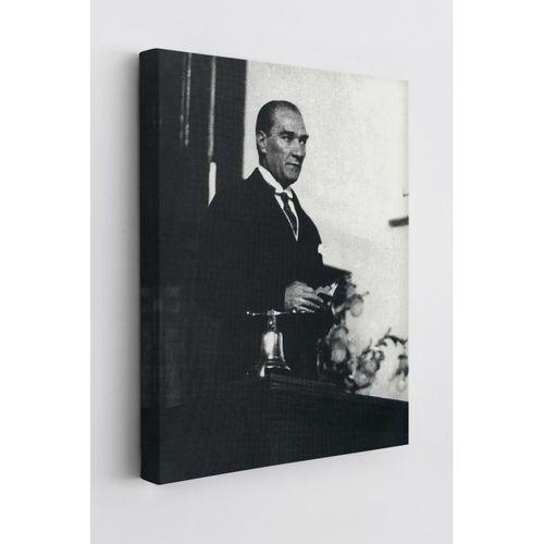 Atatürk Portre Tablosu Mustafa Kemal Atatürk Dikdörtgen Dekoratif Kanvas Tablo