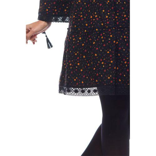 Pazen Siyah Çıtır Desen Kısa Elbise