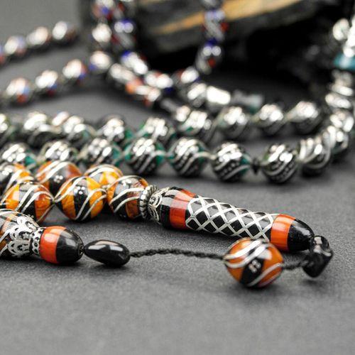 Oltu Taşı Maskot Çift Çeşmi Bülbül İşlemeli Tespih