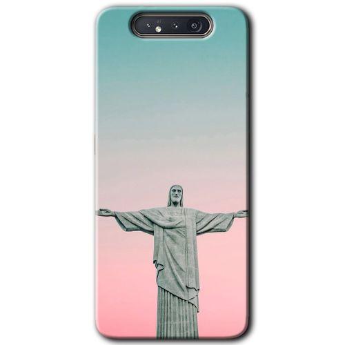 MRCİLETİSİM Samsung Galaxy A80 Kılıf Baskılı Kapak - Rio + 5D Tam Kaplayan Cam