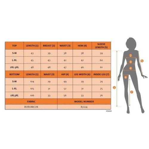 Kadın Uzun Kollu Bisiklet Yaka Desenli Burgu Bluz Ve Pijama Ikili Takım