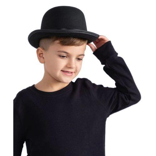 Eğitici Çocuk Charlie Chaplin Stil Çocuk Şapkası – Siyah Melon Parti Şapkası