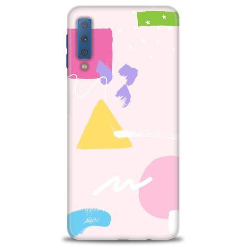 Samsung Galaxy A7 2018 Kılıf HD Baskılı Kılıf - Üçgen Kare + Tam Ekran Koruyucu
